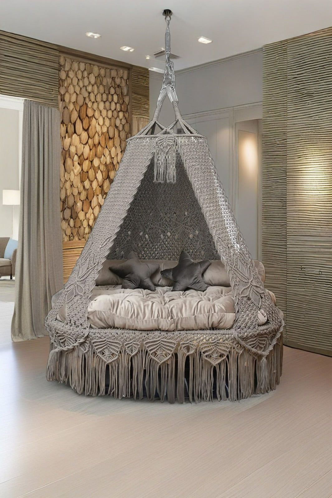 Ash Brown Sofa cum Bed Swing