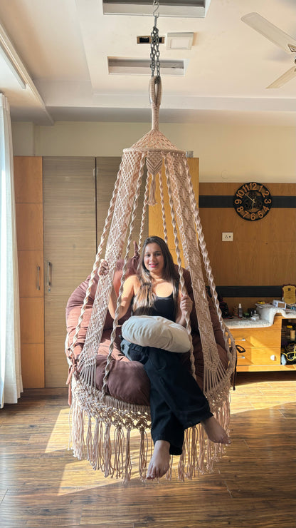 Light Peach single seater hanging chair - Swing Saga