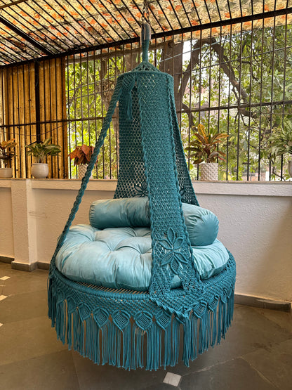 Teal Blue Double seater hanging chair - Swing Saga