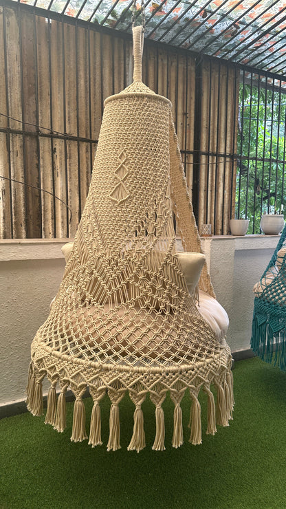 Lemon White single seater hanging chair - Swing Saga