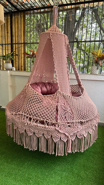 Lush Lux Pink Macrame Bed Swing - Swing Saga