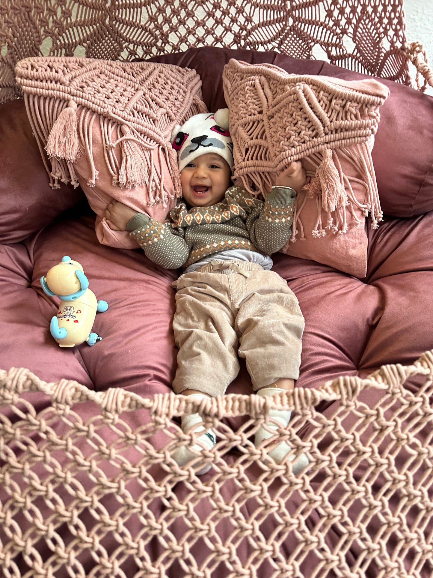Lush Lux Pink Macrame Bed Swing - Swing Saga