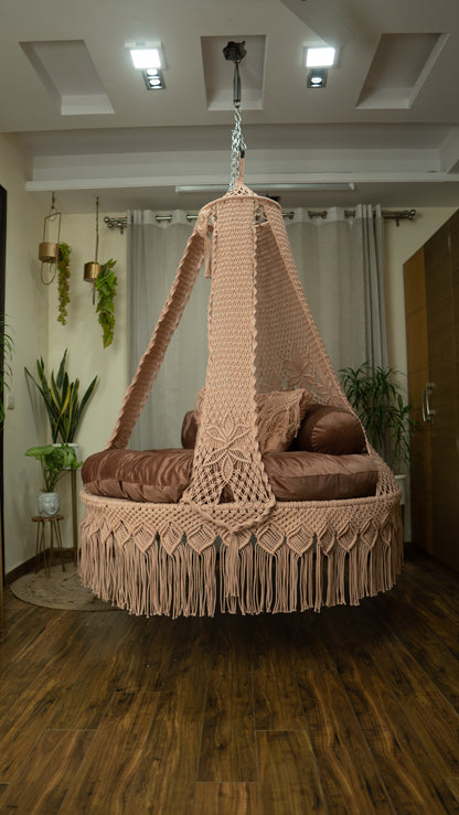 Toffee Peach  Macrame Bed Swing - Swing Saga