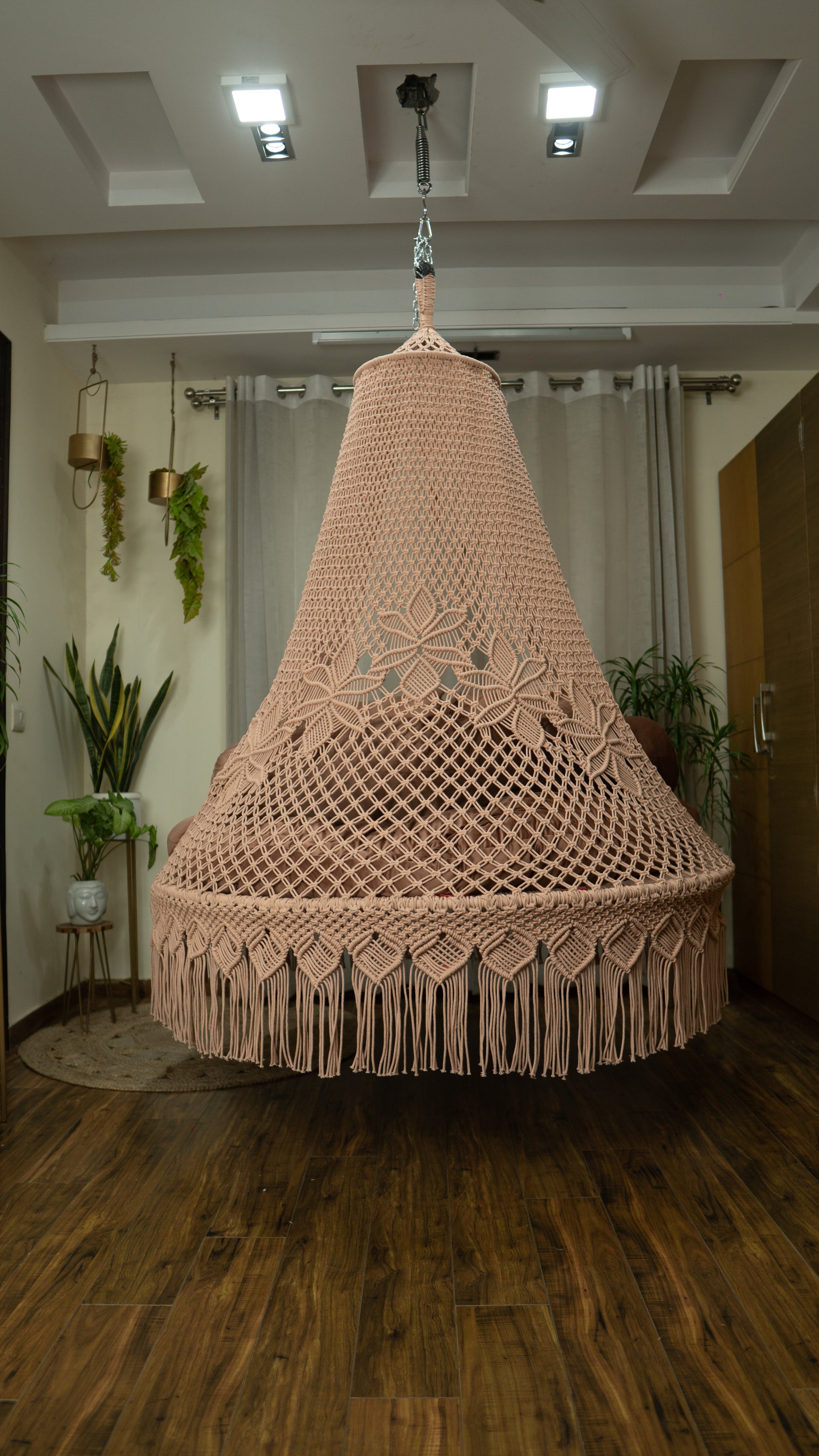 Toffee Peach  Macrame Bed Swing - Swing Saga