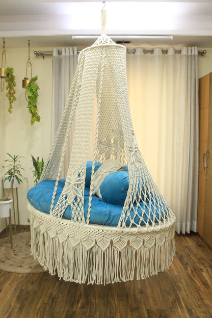 White / Sky Blue Double seater hanging chair - Swing Saga