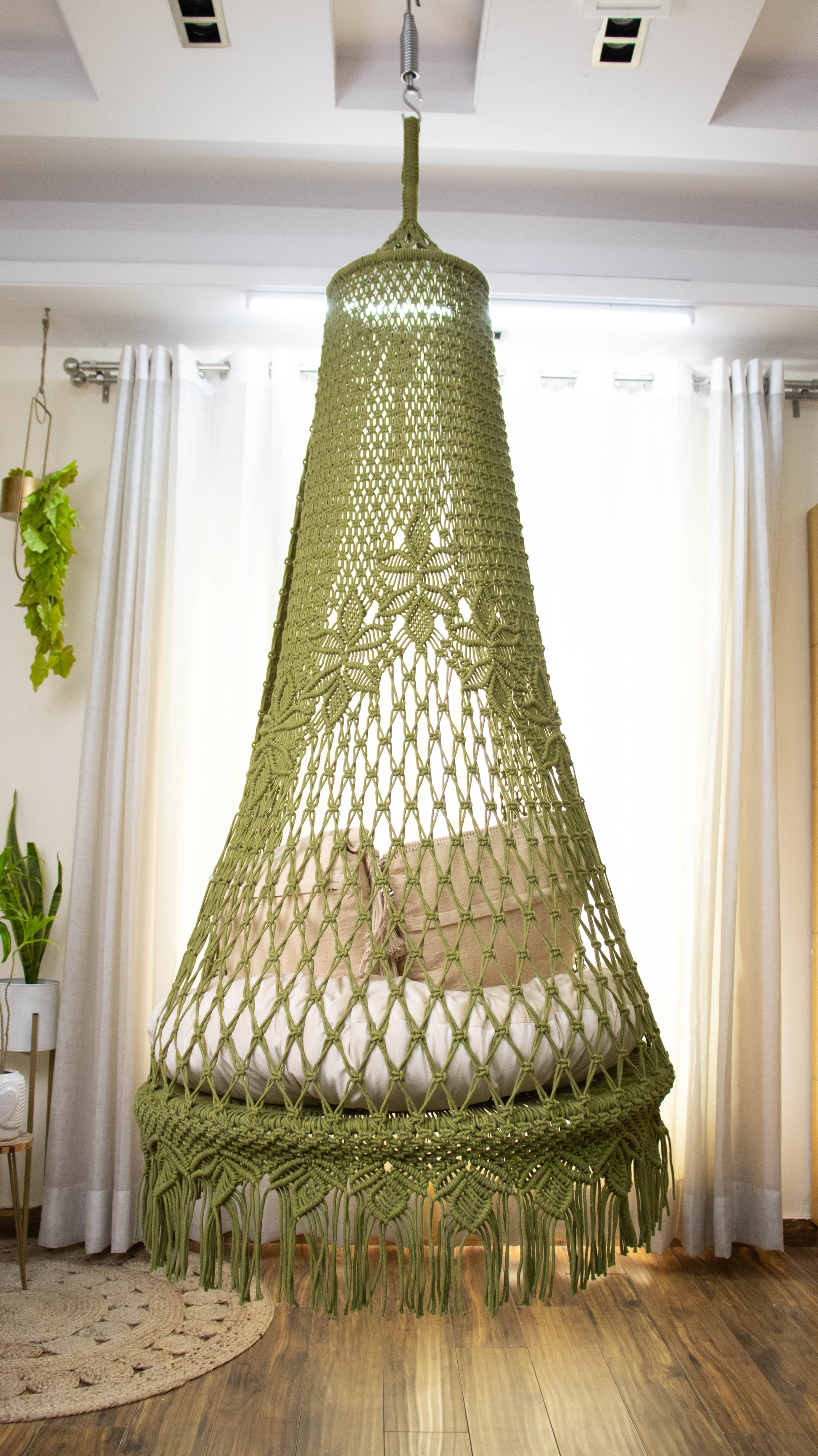Olive Green single seater hanging chair - Swing Saga