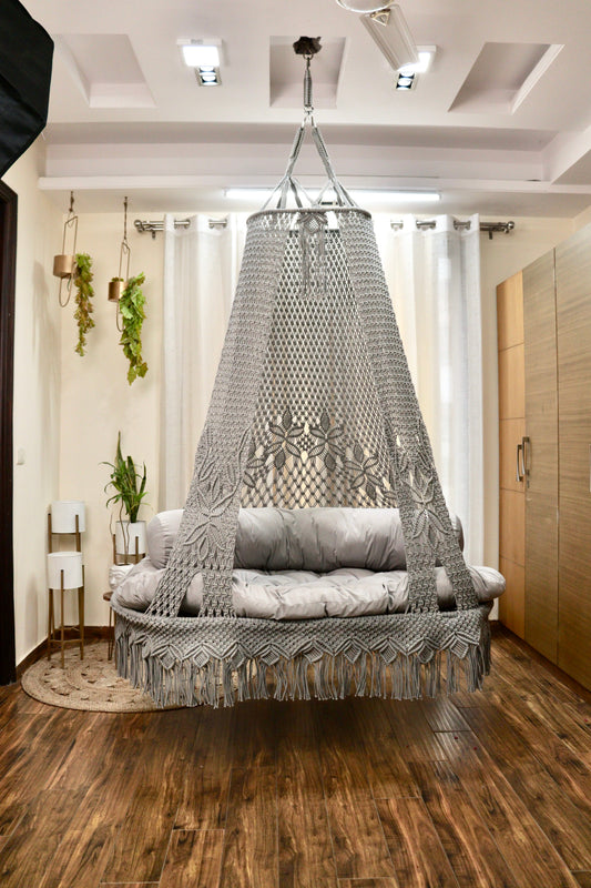 Light Grey boho sofa swing - Swing Saga