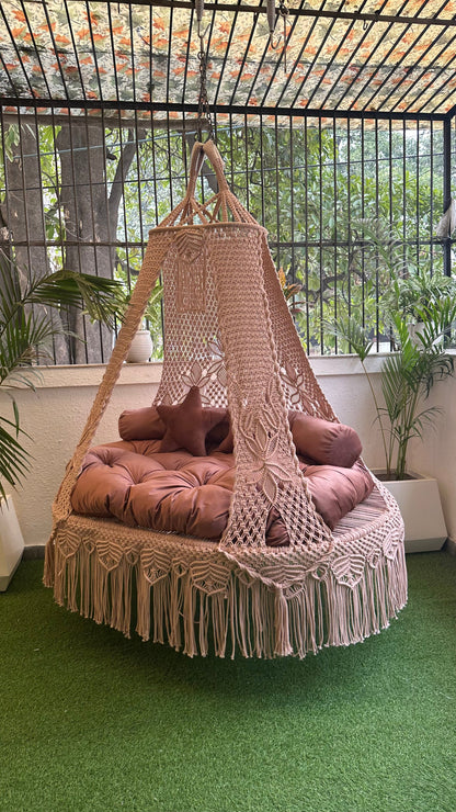 Wood Brown Double seater hanging chair - Swing Saga