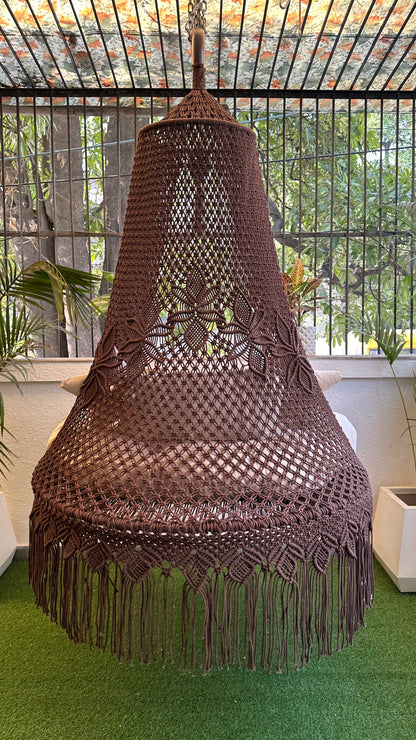Wood Brown Double seater hanging chair - Swing Saga