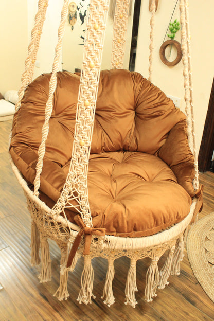 Cream White single seater hanging chair - Swing Saga