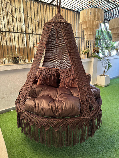 Mocha Brown  Macrame Bed Swing - Swing Saga