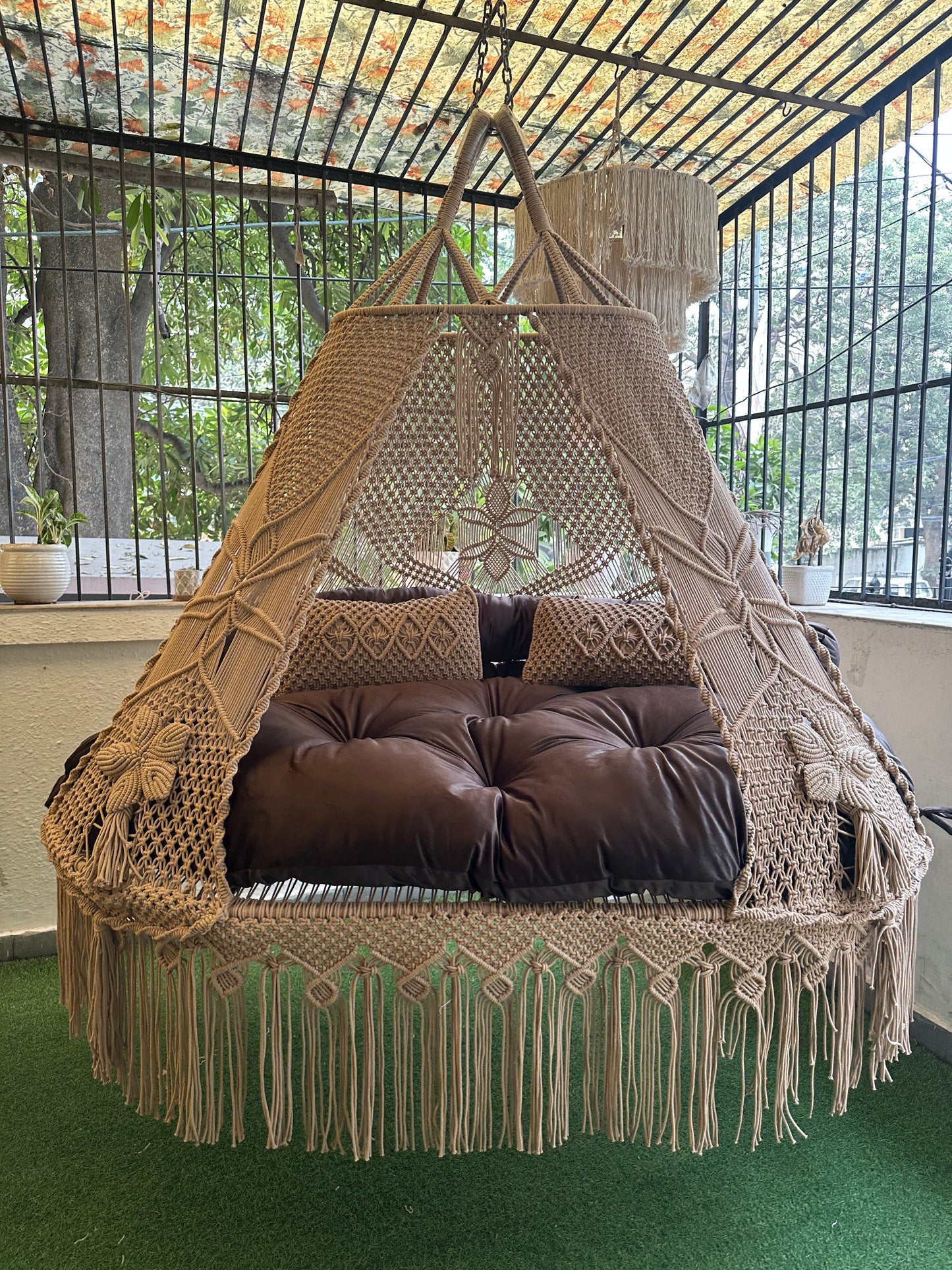 Toffee Peach   Macrame Bed Swing - Swing Saga