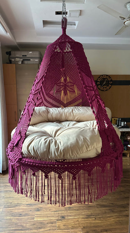 Magenta Pink  Macrame Bed Swing - Swing Saga