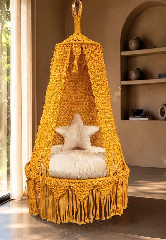 Yellow Bingsu macrame hanging macrame swing
