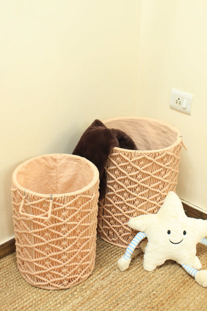 Toffee Peach Laundry Baskets - Set Of 2