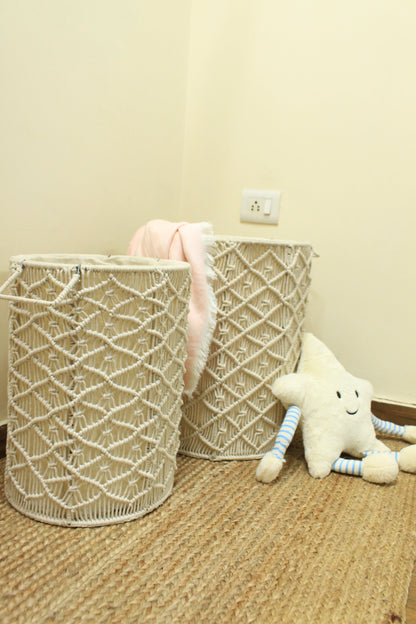 White Sand Laundry Baskets - Set Of 2
