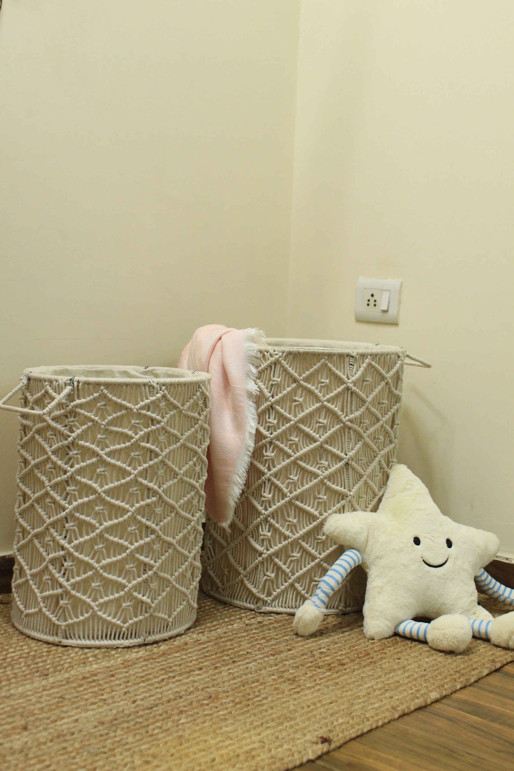 White Sand Laundry Baskets - Set Of 2