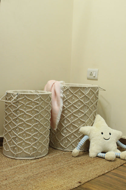 White Sand Laundry Baskets - Set Of 2