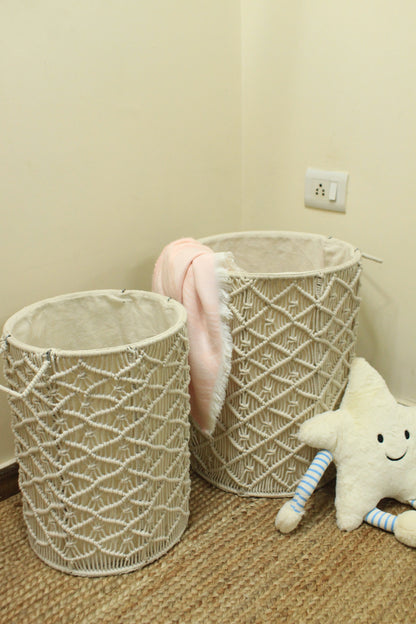 White Sand Laundry Baskets - Set Of 2