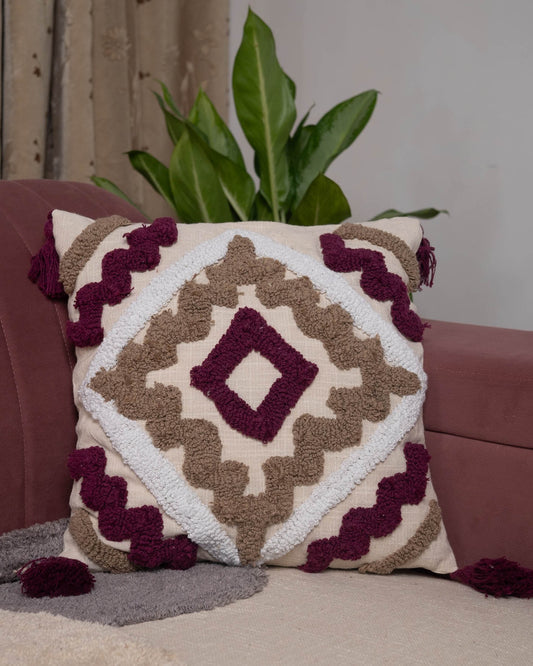 Burgundy & Beige Accent Couch sofa Cushion - Set of 1