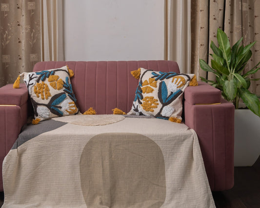 Hand-Embroidered Floral Decorative Cushion - Set of 2