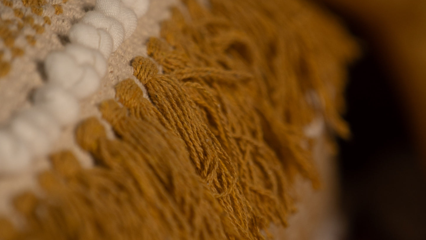Tribal-Inspired Mustard Yellow and Cream Accent Cushion - Set of 1
