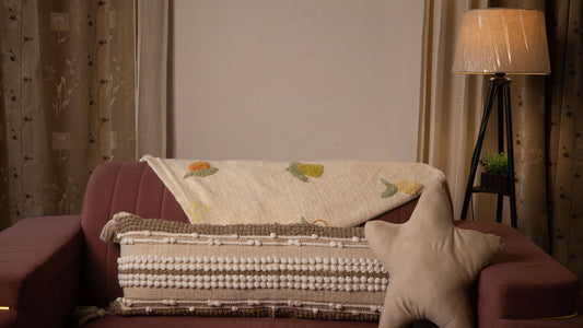 Cozy Bohemian Lumbar Pillow with Textured Stripes