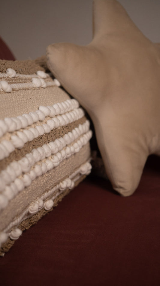 Cozy Bohemian Lumbar Pillow with Textured Stripes
