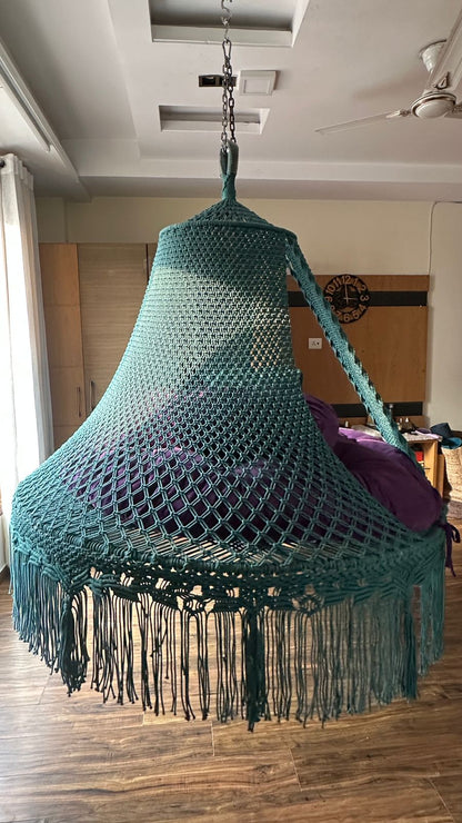 Teal Blue Macrame Bed Swing - Swing Saga