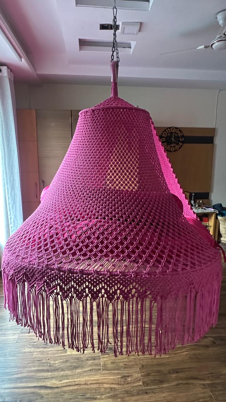 Hot Pink Macrame Bed Swing - Swing Saga