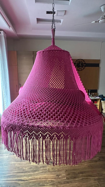 Hot Pink Macrame Bed Swing - Swing Saga
