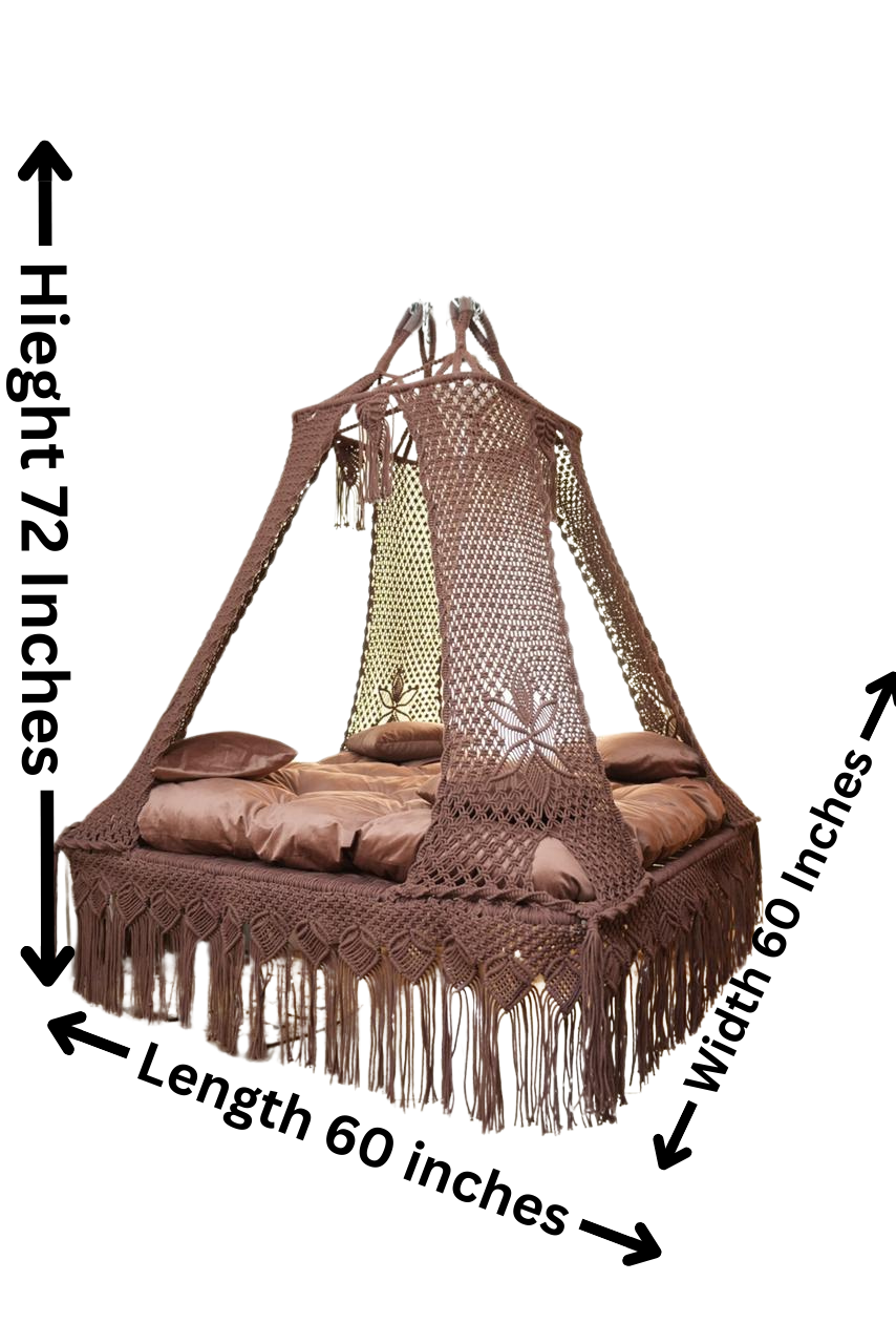 White  Macrame Bed Swing - Swing Saga