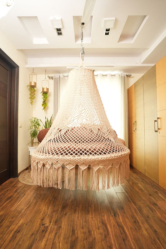 Light Peach Macrame Bed Swing - Swing Saga