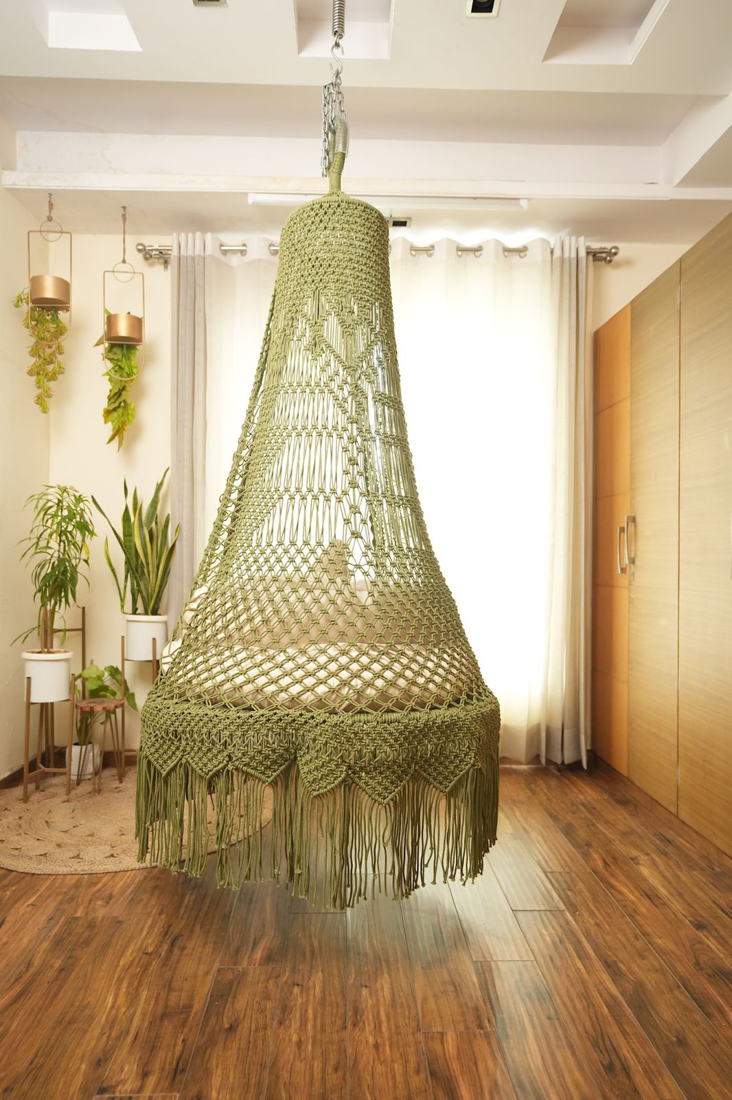  Olive Green single seater hanging chair - Swing Saga