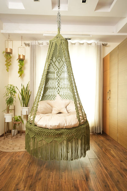  Olive Green single seater hanging chair - Swing Saga