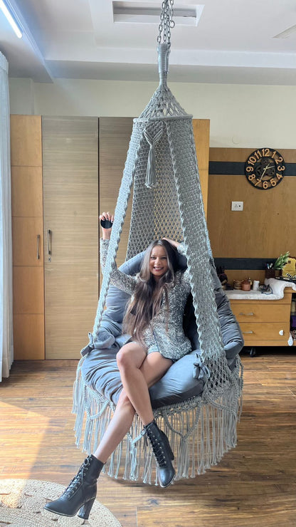 Light Grey single seater hanging chair - Swing Saga