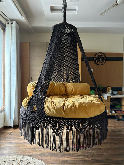 Black / Yellow Double seater hanging chair - Swing Saga
