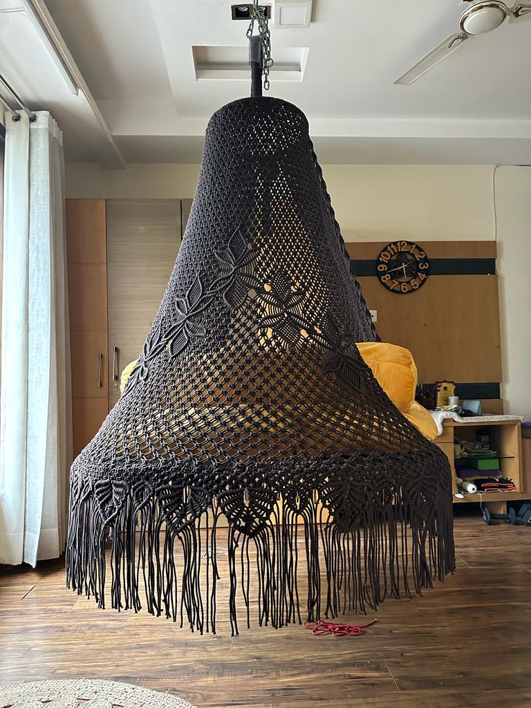 Black / Yellow Double seater hanging chair - Swing Saga