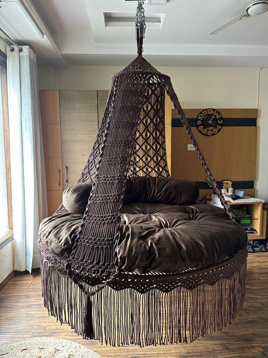 Mocha Brown  Macrame Bed Swing - Swing Saga