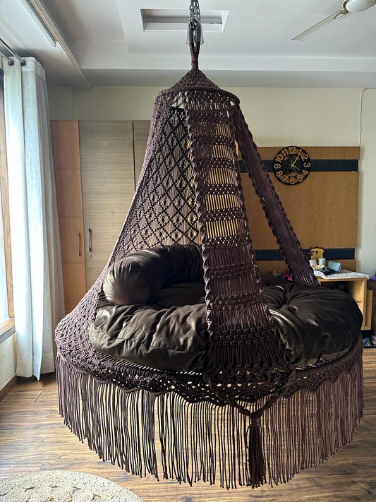 Mocha Brown  Macrame Bed Swing - Swing Saga