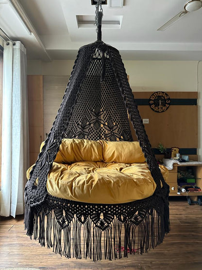Black / Yellow Double seater hanging chair - Swing Saga
