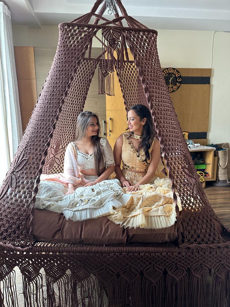 Wood Brown Macrame Bed Swing - Swing Saga