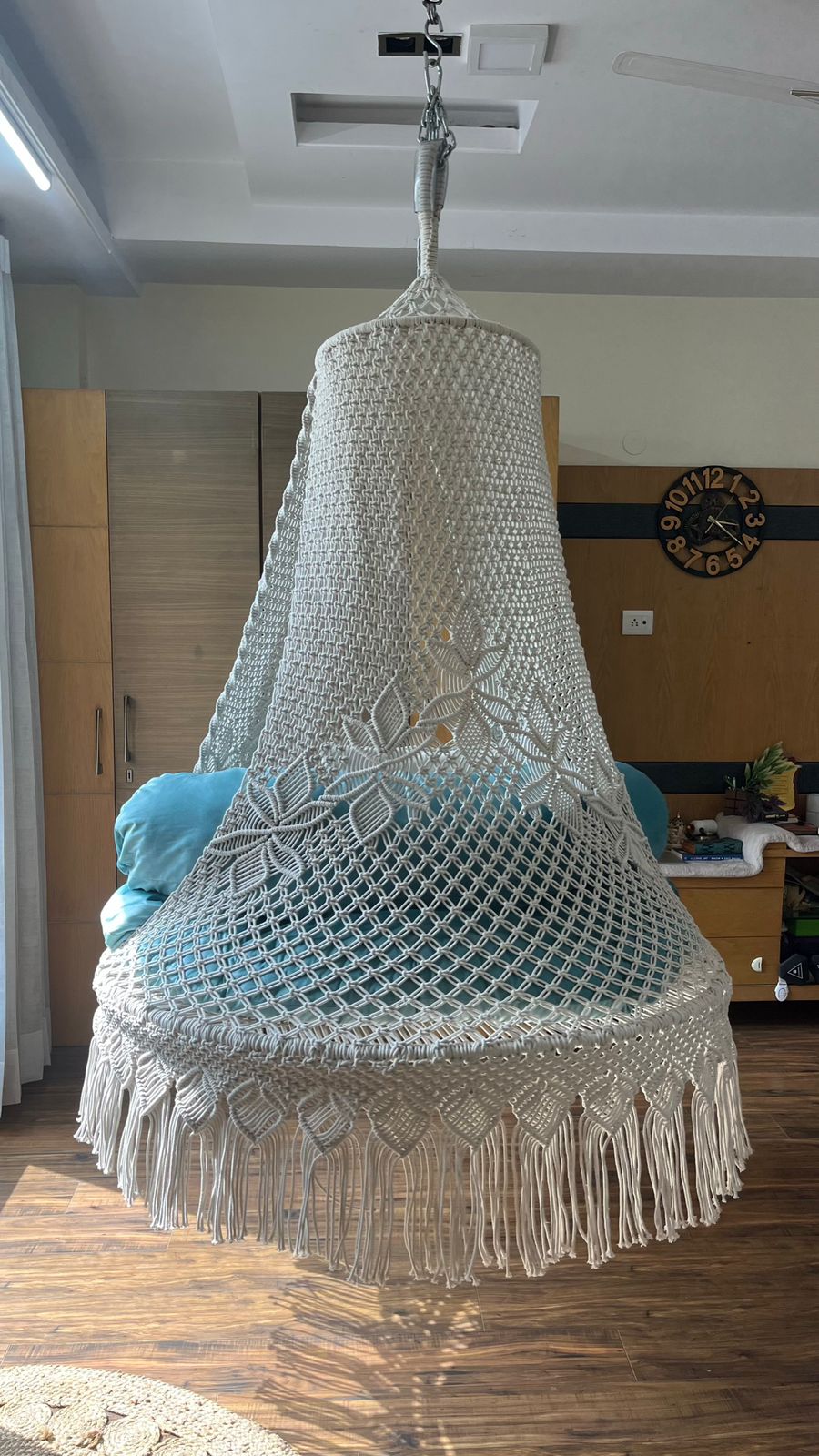 White / Sky Blue Double seater hanging chair - Swing Saga