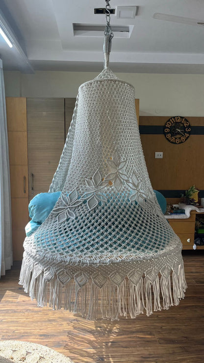 White / Sky Blue Double seater hanging chair - Swing Saga