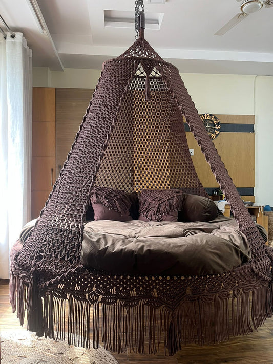 Mocha Brown  Macrame Bed Swing - Swing Saga
