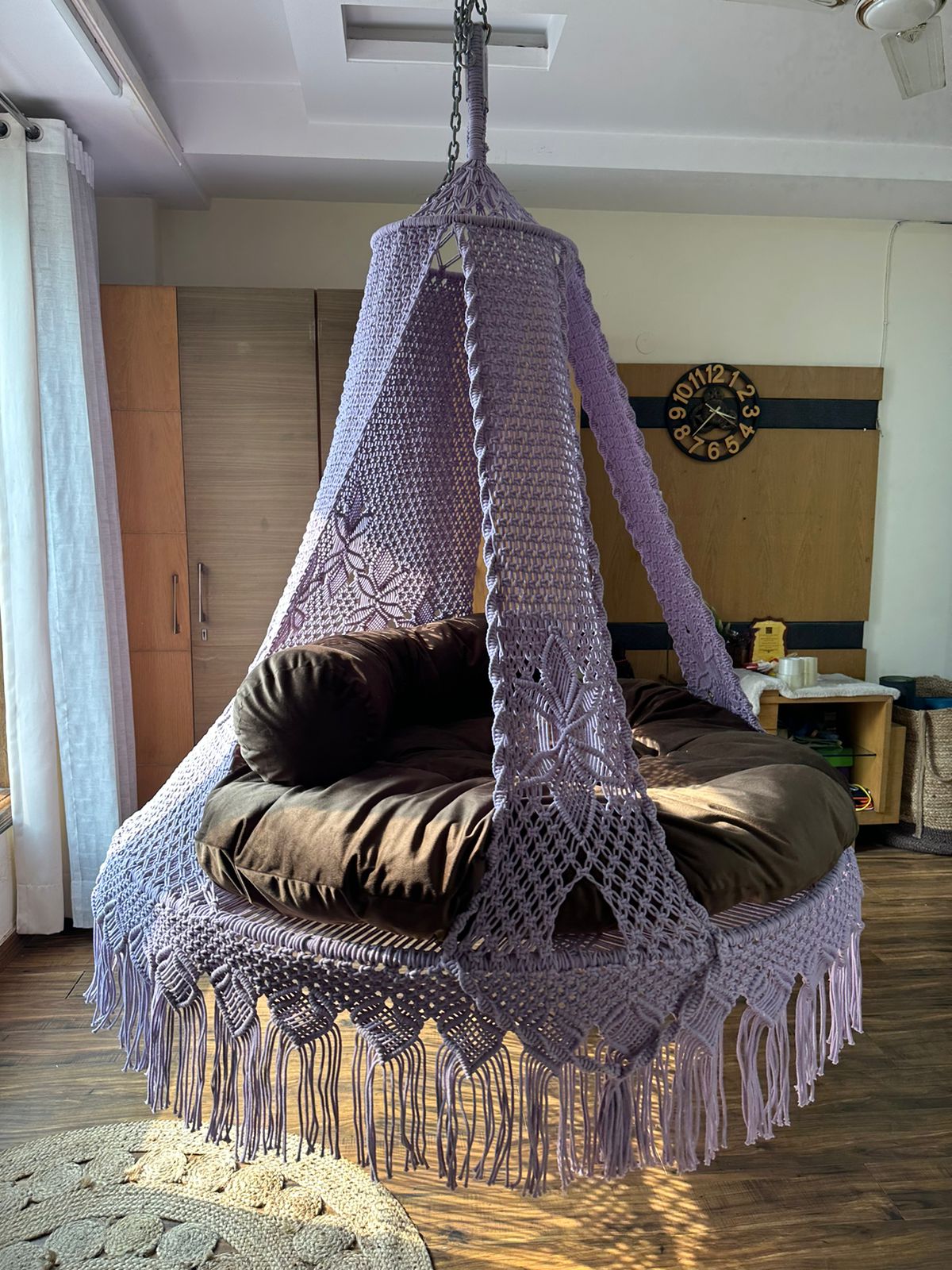 Lavender Macrame Bed Swing - Swing Saga