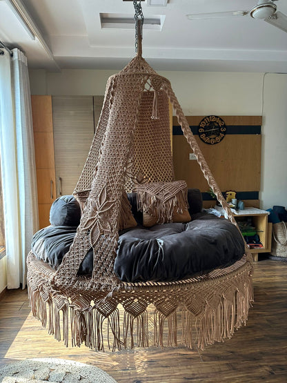 Toffee Peach Macrame Bed Swing - Swing Saga