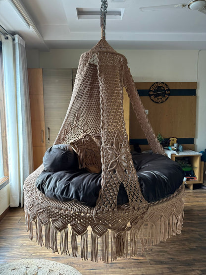 Toffee Peach Macrame Bed Swing - Swing Saga