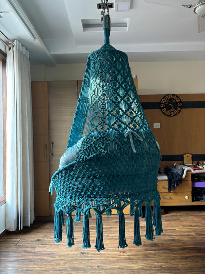 Teal Blue single seater hanging chair - Swing Saga