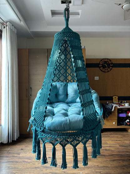 Teal Blue single seater hanging chair - Swing Saga